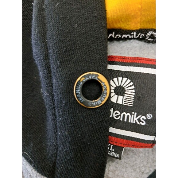 VTG Akademiks Hoodie Sweatshirt Black Gray Yellow Y2K Missing Drawstring 2XL - Picture 7 of 12